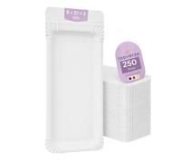 Inoverse Lot de 250 assiettes jetables en carton blanches - 8 x 18 cm - Vaisselle de fête écologique - Assiettes à gâteau jetables en carton - Assiettes en carton rectangulaires