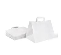 Inoverse Lot de 250 Sacs en Papier Kraft avec Anses, 32 x 22 x 25 cm, Grands Sacs en Papier Recyclables et Résistants pour Courses, pour Le Shopping, Boutiques et Cadeaux, Blanc