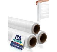 Inoverse Lot de 3 rouleaux de film étirable transparent pour meubles et déménagements, pour palettes, film d'emballage en rouleau, matériau d'emballage, 50 cm/1,5 kg