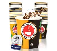 Inoverse Lot de 50 Gobelets Jetables en Carton pour Café à Emporter - 180 ml - Tasses en Papier