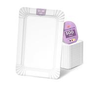 Inoverse Lot De 500 Assiettes En Carton Blanches Rectangulaires - 13 × 20 Cm, Assiettes En Papier Jetables Écologiques Pour Restauration, Traiteur, Gâteaux, Fêtes Et Food Truck
