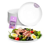 Inoverse Lot de 500 assiettes jetables en carton blanches - Vaisselle de fête écologique - Assiettes à gâteau jetables en carton - Assiettes rondes - 30 cm