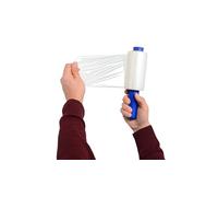 Inoverse Lot de 6 rouleaux de film étirable à la main + dérouleur - Film d'emballage transparent - 100 mm x 150 m (21 µm) - Indéchirable et autocollant - Mini rouleaux de film d'emballage