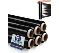 Inoverse Lot de 6 rouleaux de film étirable noir pour meubles et déménagements - 50 cm / 1,5 kg