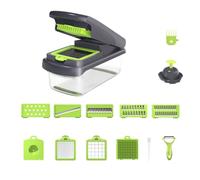 inovia Easycoup - Trancheur de légumes complet pour Coupe, couper en dés, râper ou trancher, Kit mandoline Cuisine multifonctions Intégré (Vert)