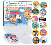 Inovida Couvercles pour Boîtes de Nourriture pour Chats et Chiens : 4 Couvercles Hermétiques avec 12 Autocollants - Compatibles 200g et 400g - Fermeture sans BPA pour Boîtes de Conserve - de