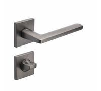 INOVO BETA Poignées de porte de WC intérieures en zinc moulé sous pression, rosace de 7 mm, avec verrouillage de WC (carré de 5 mm avec adaptateur 6/8 mm), poignée de porte pour portes de 35 à 50 mm