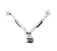 INOVU Premium Mount LT2 - Support 2 écrans PC 17 à 32 Pouces / 2 à 9 kg par écran - Compatible écran incurvé - VESA 75x75 ou 100x100 mm - Montage par Pince ou perçage - Blanc