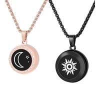 INOWL Collier avec pendentif tactile longue distance, vibration et éclairage pour couples d'amour, envoyer SOS SMS, unisexe adulte, collier en acier inoxydable, adjustable, Acier inoxydable, Zircone
