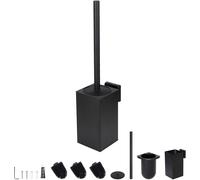 Inox Toilettes WC Suspendu Balai Toilette WC avec 2 Têtes de Brosses,Balayette WC Kit Brosses WC et Supports sans Perçage Toilet Brush Nettoyage Salle de Bain Accessoire Noir Mat