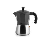 Inoxpran Cafetière En Aluminium Avec Chaudière En Acier Inox 3 Tasses Anthracite