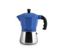 Inoxpran Cafetière En Aluminium Avec Chaudière En Acier Inox 3 Tasses Bleues