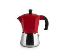 Inoxpran Cafetière En Aluminium Avec Chaudière En Acier Inox 3 Tasses Rouge