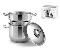 INOXPRAN - Cuiseur à pâtes en acier inoxydable avec Fonds induction, doté d'un couvercle, robuste et durable, Design simple et élégant Diamètre 24 cm