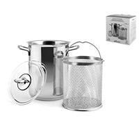 INOXPRAN Pentola per Asparagi Dotata di Cestello, Ideale per la Cottura di Verdure, Pasta Perfetta per Tutti i Piani, Resistnte e Versatile, Acciaio Inossidabile, 16 cm