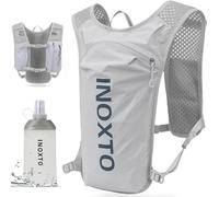 INOXTO Gilet d'hydratation de course à pied, léger et isotherme avec flasque souple de 250 ml pour randonnée, trail, course à pied, cyclisme, course, marathon pour homme et femme (gris, standard)