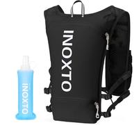 INOXTO Gilet d'hydratation, léger et isotherme avec flasque souple de 250 ml pour randonnée, trail, course à pied, cyclisme, course, marathon pour homme et femme (noir, standard)