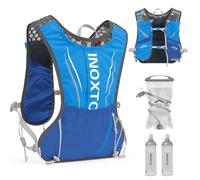 INOXTO Water Sac Vest, Sac à Dos de Course léger 1,5 L Sac à Eau De，Sangle à Poitrine RéGlable, Adapté Au Marathon, à La Randonnée,Alpinisme Hommes (Bleu Sac à Eau de 1,5 L, Règles)