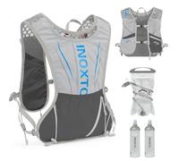 INOXTO Water Sac Vest, Sac à Dos de Course léger 1,5 L Sac à Eau De，Sangle à Poitrine RéGlable, Adapté Au Marathon, à La Randonnée,Alpinisme Hommes (Gris Clair Sac à Eau de 1,5 L, Règles)