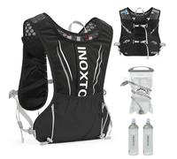 INOXTO Water Sac Vest, Sac à Dos de Course léger 1,5 L Sac à Eau De，Sangle à Poitrine RéGlable, Adapté Au Marathon, à La Randonnée,Alpinisme Hommes (Noir Sac à Eau de 1,5 L, Règles)