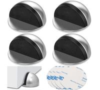 Inoxydable Adhesive Butées de Porte,4 Pcs Inoxydable Adhesive Butoir Porte Sol Arret de Porte en Acier avec Tampon en Caoutchouc Stop-Porte Adhésif pour Tous Les Sols Durs