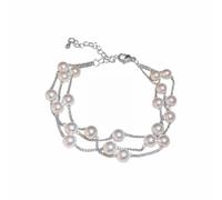 Inoxydable Bracelet Bracelet Messages Anneaux Cute Valentines Day For Her 6 MM Dainty Gold Pearl Beaded Bracelets Stack Pearl Jewelry As Bridesmaid Beach Summer Plusieurs Bracelet (Silver, One Size)