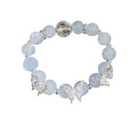 Inoxydable Couleurs Mm Anneaux Butterfly Pendant Smooth Elastic Regular Fit Lady Birthday Exquisite Lightweight Wrist Bracelet Jewelry Petite Noir Perle Argent Perlé Anneaux (Blue, One Size)