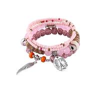 Inoxydable Femmes 2 Bracelet Messages Anneaux femmes Bracelet multicouche extensible Ensemble de bijoux multicolores Inoxydable En Cadeau Maman Avec Bijoux (G, One Size)