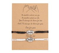 Inoxydable Femmes Anneaux Couples Bracelets Pour 2 Correspondant Et Bracelet Bijoux Pour Amitié Relation Petit Petite Saint Valentin Cadeau Pour Phrases Perles En Message Anneaux (C, One Size)