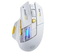 INPHIC A9 Explorer Souris Bluetooth double mode Bluetooth 5.0/2.4G, 2400 DPI, indicateur de batterie visible, souris RVB pour ordinateur portable, blanc