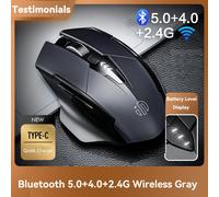 INPHIC PM6-Souris sans fil aste,2.4G,compatible Bluetooth,bureau,prise en charge muette,PC,ordinateur portable,tablette,smartphone,universel - Type bluetooth-Gray