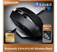 INPHIC PM6-Souris sans fil aste,2.4G,compatible Bluetooth,bureau,prise en charge muette,PC,ordinateur portable,tablette,smartphone,universel - Type bluetooth-Black