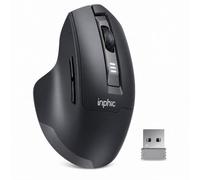 Inphic Souris sans fil M9 2,4 G, rechargeable, batterie 500 mAh avec | Clics silencieux, 2400 DPI (4 niveaux), 6 boutons, Plug & Play, charge via câble USB-C, sensation confortable pour les
