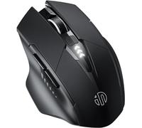 inphic Souris sans fil, [Mise à niveau : niveau de batterie visible] Grande souris optique ergonomique rechargeable 2,4 G pour ordinateur portable avec nano récepteur USB (LED noire)