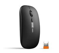 inphic Souris sans Fil Rechargeable Souris Silencieuse 2,4 GHz 800-2400 DPI | Souris Ultra-Mince Plug-and-Play 4 DPI paliers clics silencieux pour PC Ordinateur Portable Mac bureau et déplacement