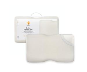 Inphysio® Duo Premium, Oreiller Ergonomique Cervical, Oreiller Memoire Forme, Oreiller Orthopédique, Coussin Cervicales Douloureuses, Hypoallergénique, Hauteur Réglable, 60 x 35 x 12/10 cm
