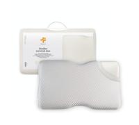 Inphysio Oreiller Ergonomique Cervical Duo - Design Double Face Ajustable (10 ou 12 cm) - Oreiller en Mousse à Mémoire de Forme - avec Taie d’Oreiller en Bambou Blanche et Taie d’Oreiller en Coton