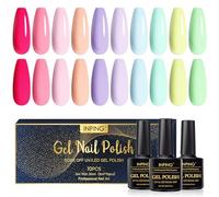 INPING Vernis Gel UV Semi Permanent Pastel, 10 Couleurs Brillante Bleu Rose Jaune Vert Violet Rouge Vernis Semi Permanent, Soak Off UV/LED Vernis à Ongles Pour Manucure DIY Home, 8 ML