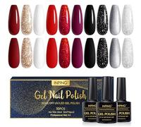 INPING Vernis Semi Permanent,10 Couleurs Or Blanc Rouge Noir Argenté Pailleté Vernis Gel UV Semi Permanent,Série Sombre Vernis à Ongles Pour Débutant Cadeaux DIY Nail Art, 8 ML