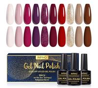 INPING Vernis Semi Permanent, 10 Couleurs Rouge Beige Rose Clair Violet Foncé Marron Doré Pailleté Soak Off UV/LED Vernis à Ongles, French Nail Art Salon De Manucure DIY Home, 8 ML