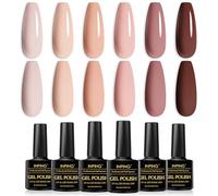 INPING Vernis Semi Permanent Nude, 6 Couleurs Nude Soak Off UV LED Naturel Vernis à Ongles, Rose Nu Abricot Le Brun Foncé Vernis Gel UV Semi Permanent Pour Femmes DIY Nail Art Salon,8 ML