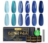 INPING Vernis Semi Permanent TPO-FREE Bleu 6 Couleurs Cateye UV Gel 8ML
