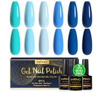 INPING Vernis Semi Permanent, TPO-FREE HEMA-FREE, 6 Couleurs Bleu Série Militaire Azure Gel UV Semi Permanent, Soak Off UV/LED Vernis à Ongles Pour Bord Mer/Vacances/Tourisme, 8 ML