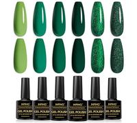 INPING Vernis Semi Permanent Vert 6 Couleurs Gel Vernis à Ongles 8ML | Vert Foncé et Matcha à Paillettes Collection Vert Forêt Brumeux Vernis Gel UV Semi Permanent Pour Manucure DIY Home