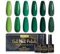 INPING Vernis Semi Permanent Vert 6 Couleurs Gel Vernis à Ongles 8ML | Vert Foncé et Matcha à Paillettes Collection Vert Forêt Brumeux Vernis Gel UV Semi Permanent Pour Débutant Nail Art DIY
