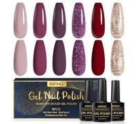 INPING Vernis Semi Permanent Violet 6 Couleurs Gel Vernis à Ongles 8ML | Rouge Nude Violet Doré Pailleté Vernis Gel UV Semi Permanent Série Sombre Vernis Gel Vernis à Ongles Pour Novice Manucure Kit