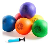 INPODAK 6 Paquets de Ballons de Jeux 8.5 Pounces Kickball Dodgeball Set Ballon Gonflable avec Pompe RainbowBall Balle Rebondissante Souple Balle pour Jardin et Plage