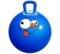 INPODAK Space Hopper, Balle Sauteuse de 45cm, Balle Sauteuse pour Enfants de 3 à 6 Ans, Balle Rebondissante avec poignée, Jouet Sauteur pour Enfants de 3, 4, 5 et 6 Ans(Visages Rigolos Bleus)
