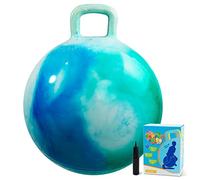 INPODAK Space Hopper, Balle Sauteuse de 45cm, Balle Sauteuse pour Enfants de 3 à 6 Ans, Balle Rebondissante avec poignée, Jouet Sauteur pour Enfants de 3, 4, 5 et 6 Ans(Nuages Bleus)