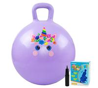 INPODAK Space Hopper, Balle Sauteuse de 45cm, Balle Sauteuse pour Enfants de 3 à 6 Ans, Balle Rebondissante avec poignée, Jouet Sauteur pour Enfants de 3, 4, 5 et 6 Ans(Licorne Violette)